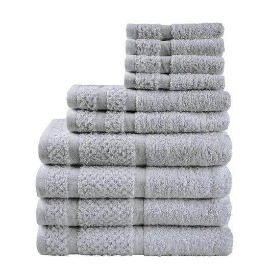 10 Piece Towel Set Soft & Durabe, Grey