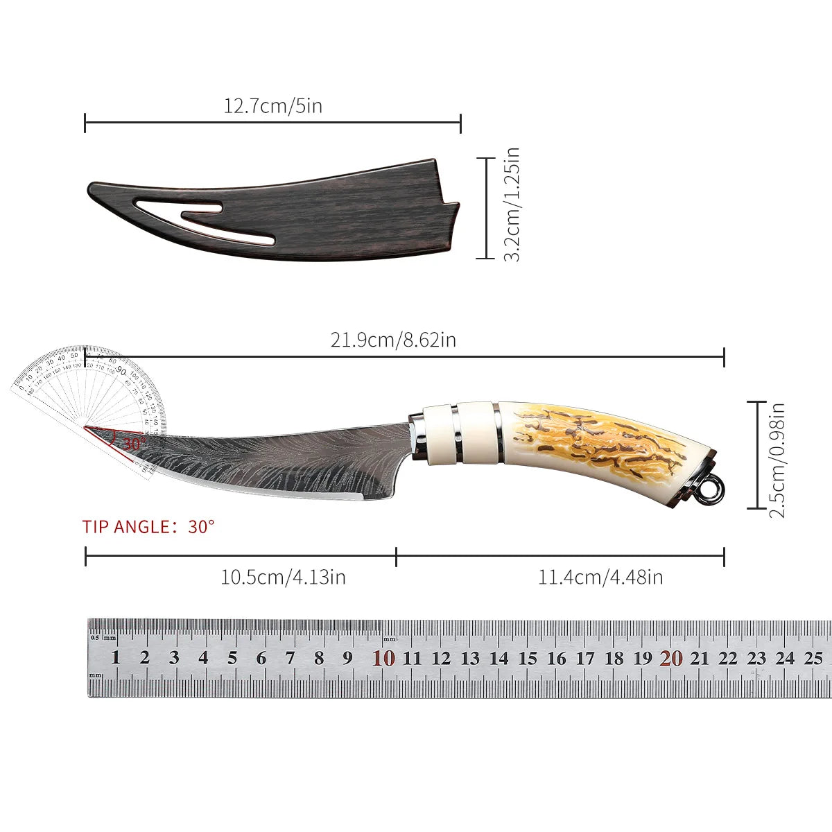 Boning knife with curved blade