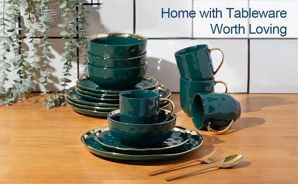 Green Porcelain Dinnerware Set