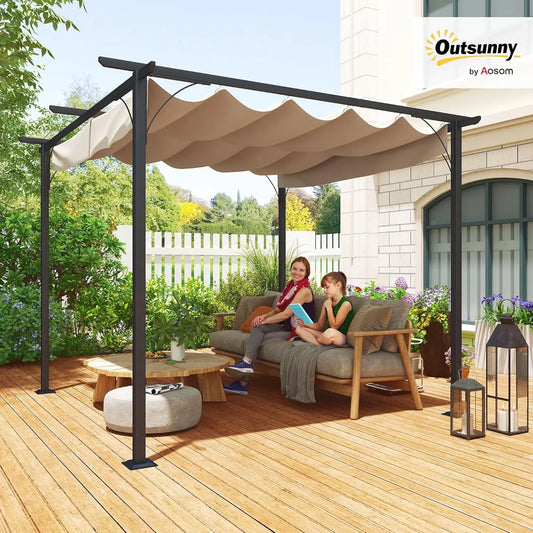 10x10ft Outdoor Retractable Pergola Canopy Metal Patio Shade Shelter for Backyard Porch Party Garden Grill Gazebo, Customized