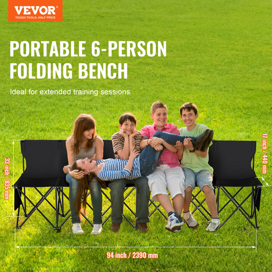 6/8 Seat Foldable Sideline Bench with Backrest & Bag