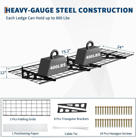 2 Pack Garage Basement Shelving Wall Mounted,