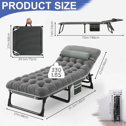 4-Position Folding Camping Bed Hold up 330lbs