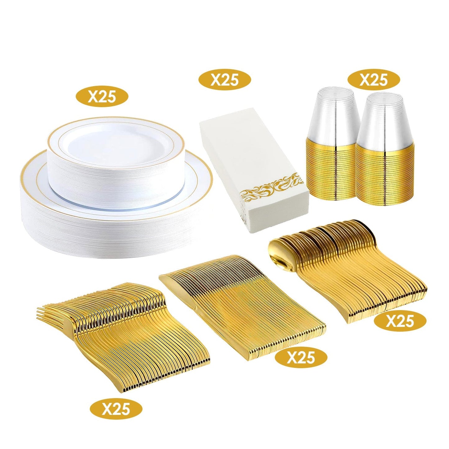Disposable Gold Dinnerware Set