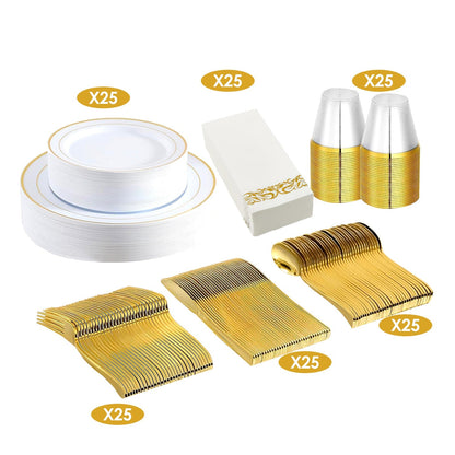 Disposable Gold Dinnerware Set