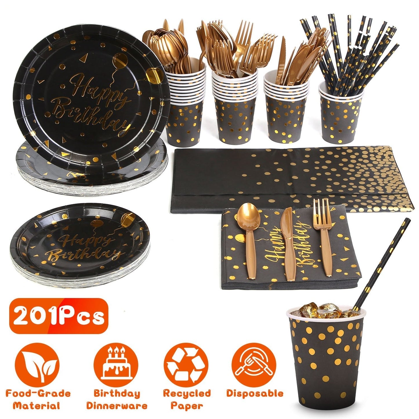201 PCS Birthday Party Supplies For 25 Guests