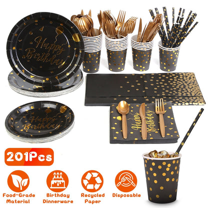 201 PCS Birthday Party Supplies For 25 Guests