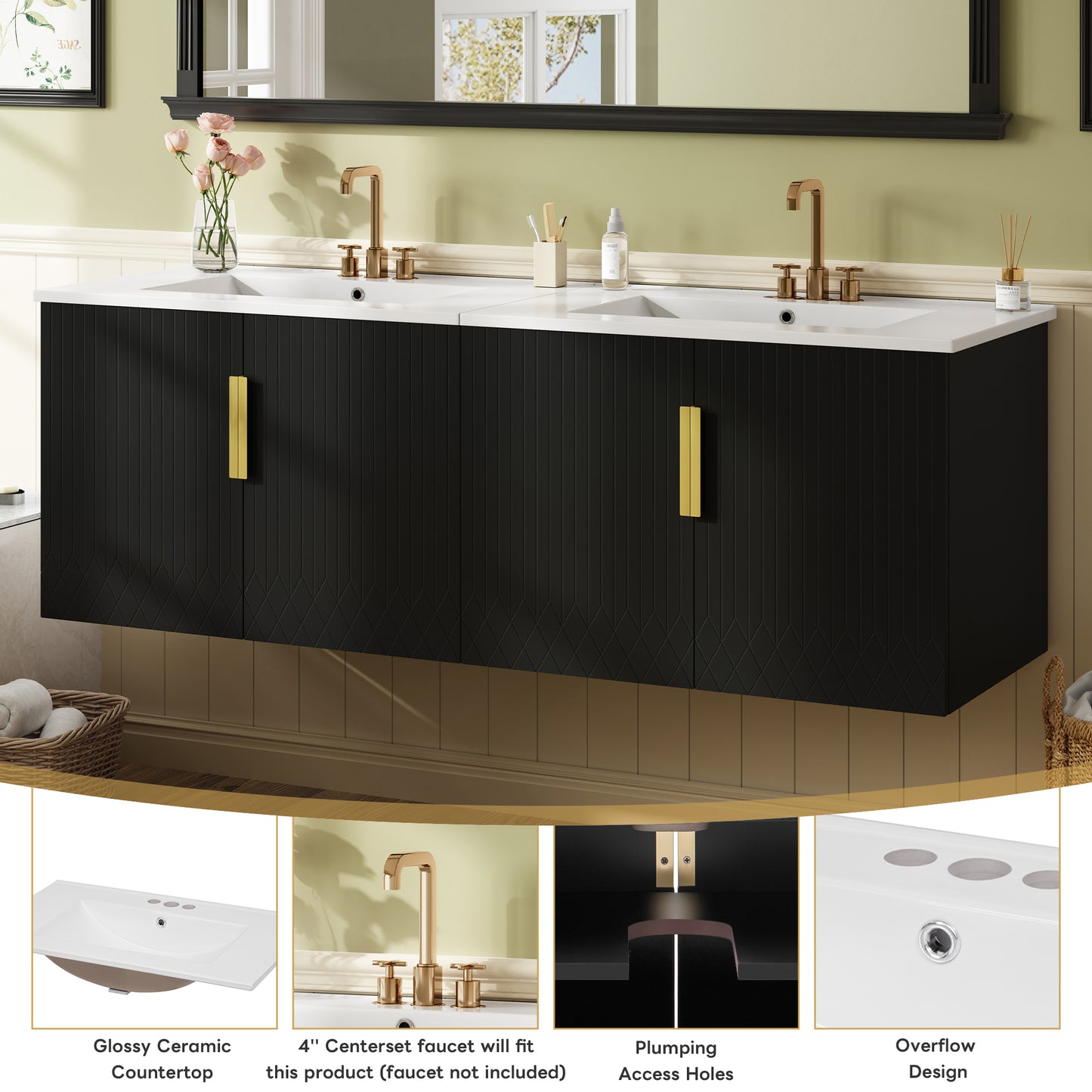 Bathroom Vanity Set with Separate Ceramic Sink