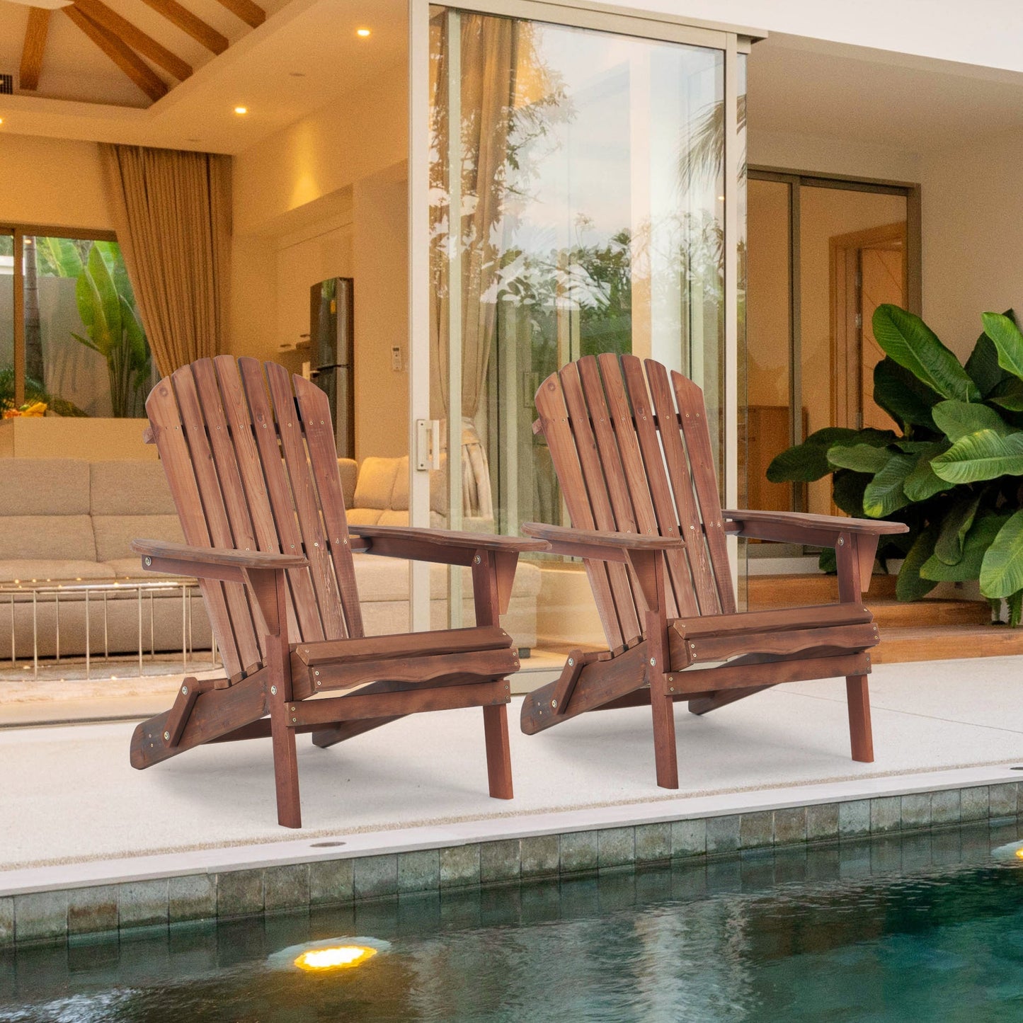 Solid Hemlock Folding Adirondack Chairs