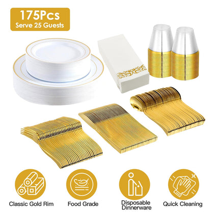 Disposable Gold Dinnerware Set
