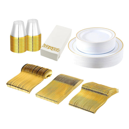 Disposable Gold Dinnerware Set