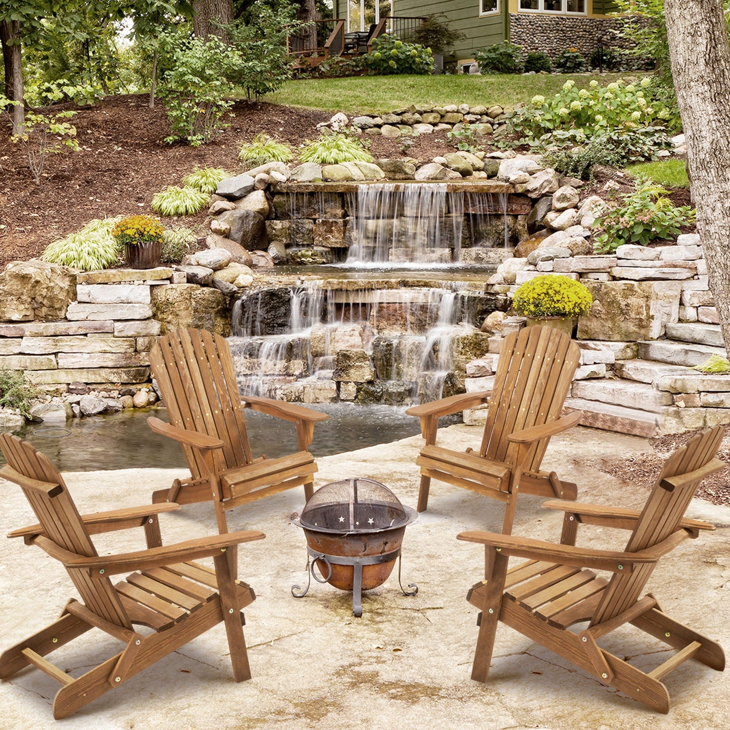 Solid Cedar Folding Adirondack Chairs