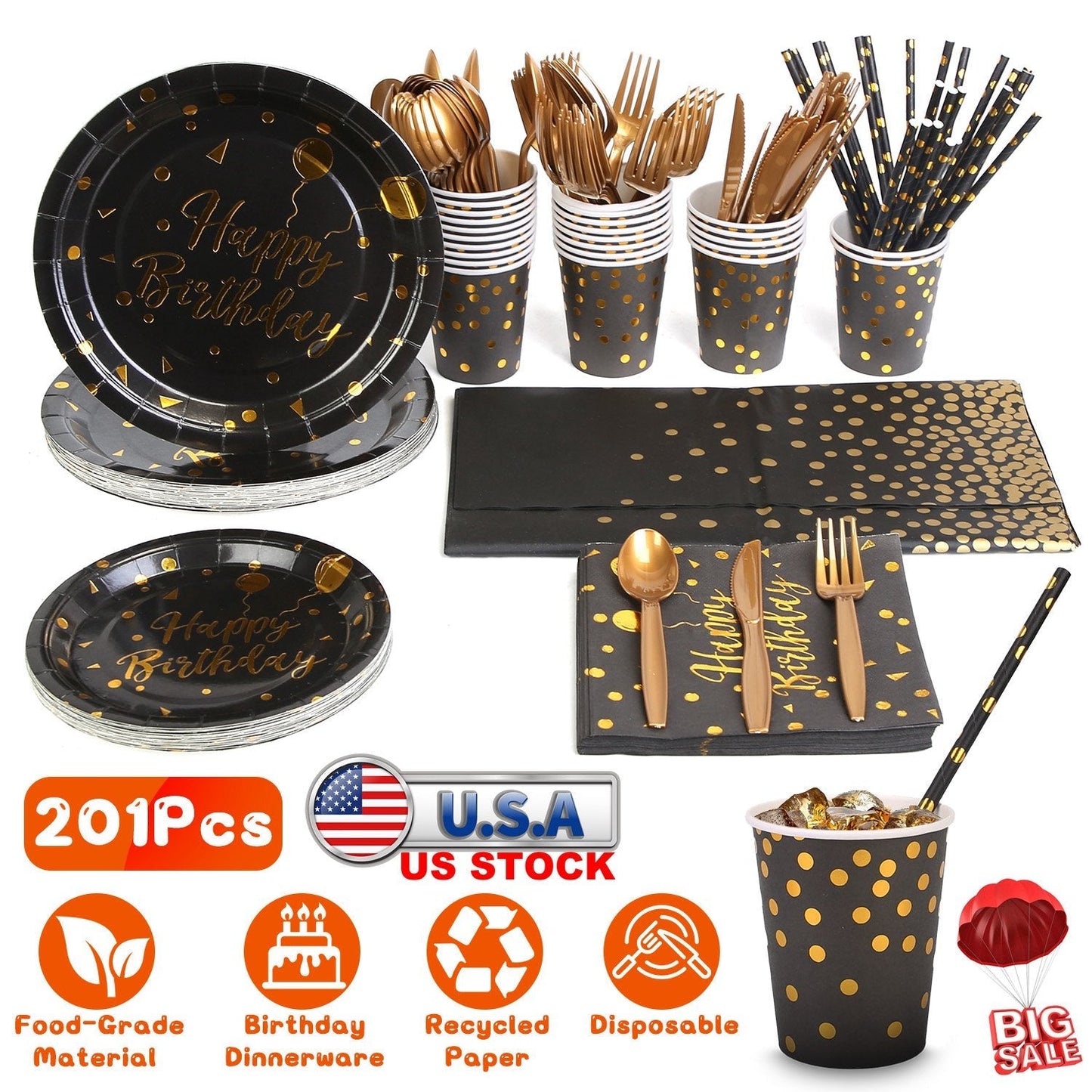 201 PCS Birthday Party Supplies For 25 Guests