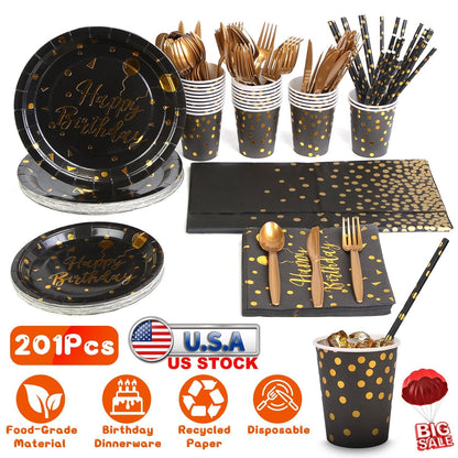 201 PCS Birthday Party Supplies For 25 Guests