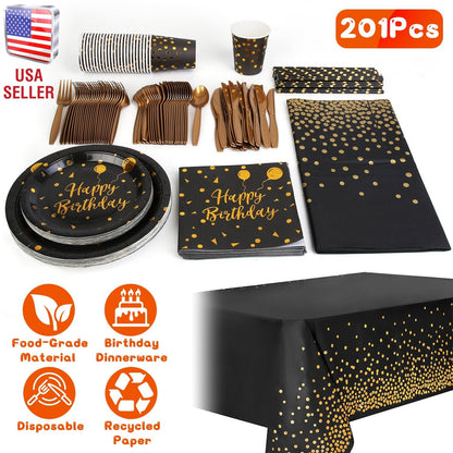201 PCS Birthday Party Supplies For 25 Guests