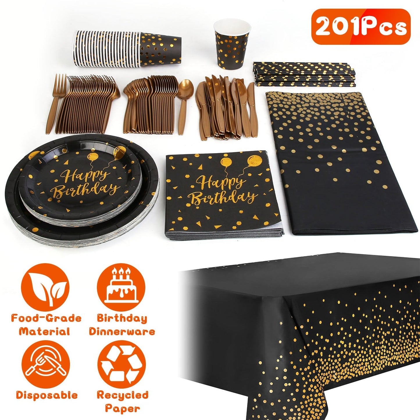 201 PCS Birthday Party Supplies For 25 Guests