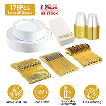 Disposable Gold Dinnerware Set