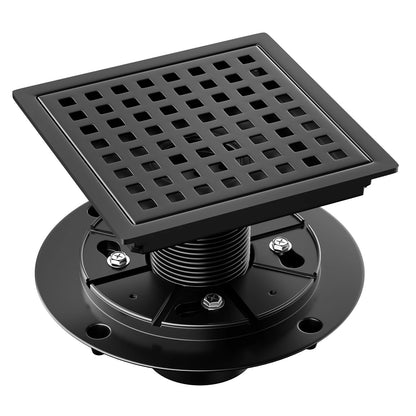 6 Inch Black Square Shower Drain