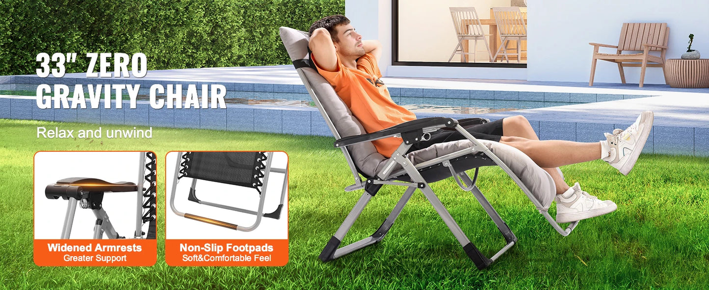 Zero Gravity Recliner Lounge Chair with Cushion, Footrest and Cupholder