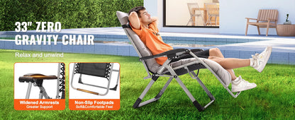 Zero Gravity Recliner Lounge Chair with Cushion, Footrest and Cupholder