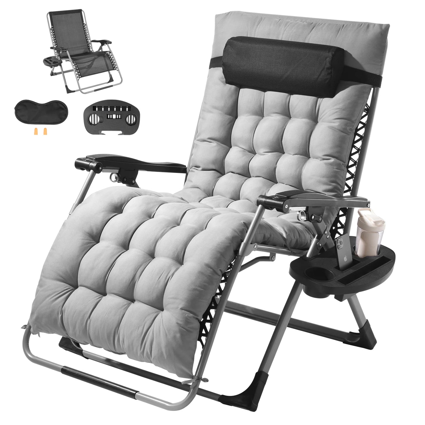 Zero Gravity Recliner Lounge Chair with Cushion, Footrest and Cupholder