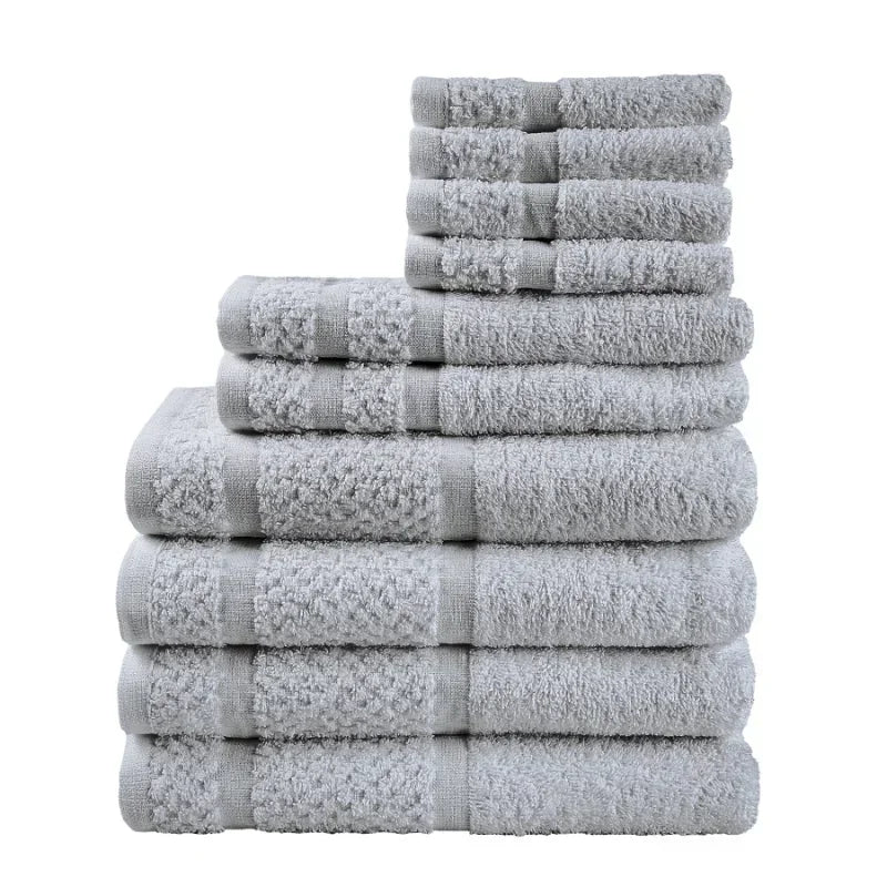 10 Piece Towel Set Soft & Durabe, Grey