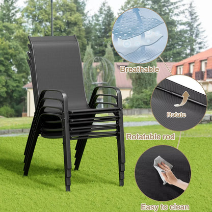 Patio Dining Set 30"x30" Table and 4 Textilene Chairs