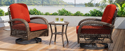 3 Pieces Patio Bisro Set, Rotating Rocking