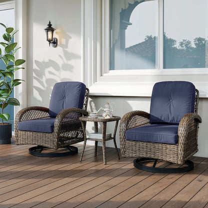 3 Pieces Patio Bisro Set, Rotating Rocking