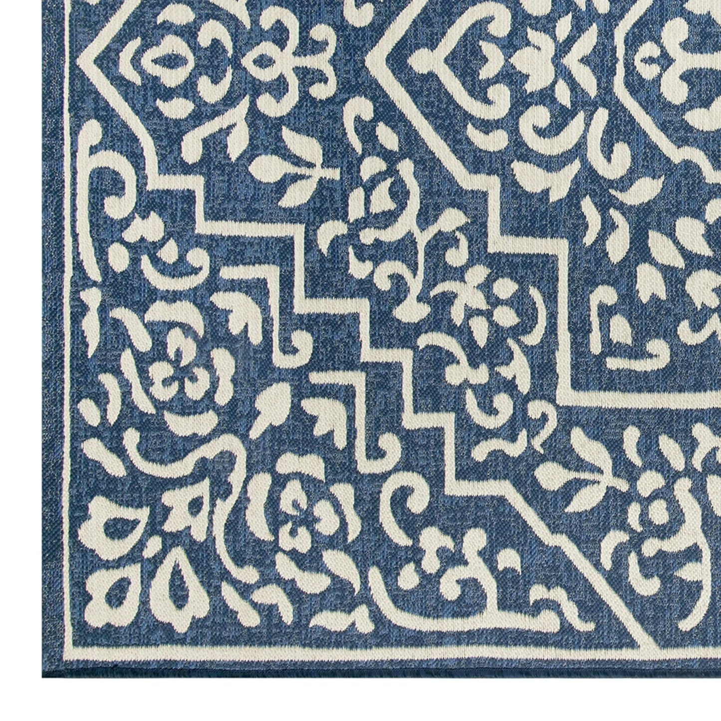 5' x 7' Blue Traditional Medallion Outdoor Rug
