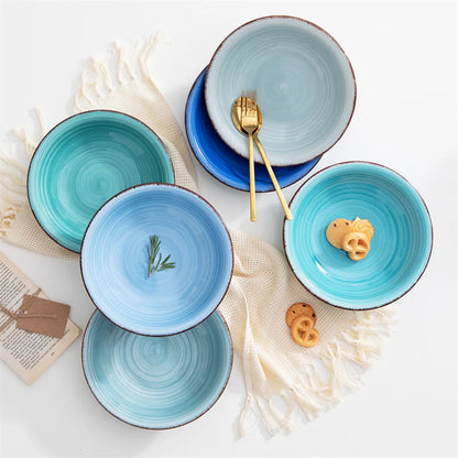 Blue Green Ceramic Plates and Bowls