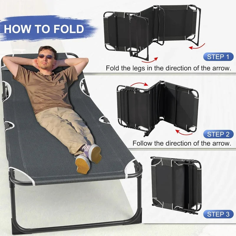 4-Position Folding Camping Bed Hold up 330lbs