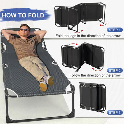 4-Position Folding Camping Bed Hold up 330lbs