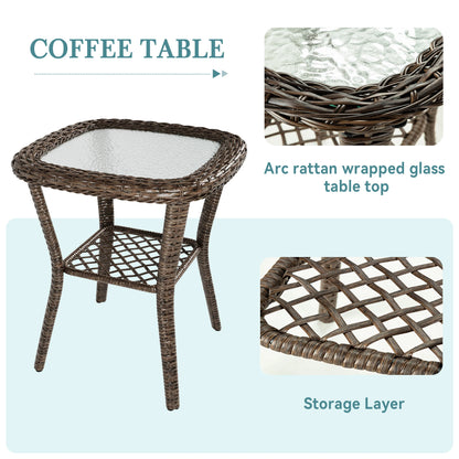 3 Pieces Patio Bisro Set, Rotating Rocking