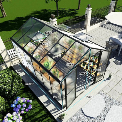 Greenhouse with 7ft Height, 4 Vent Windows, and Lockable Door