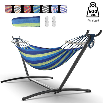 Hammock with Adjustable Stand- w/Storage Bag, 600lb Capacity