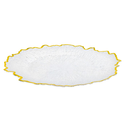 25pcs Disposable Gold Flower Shape Edged Plastic Plates