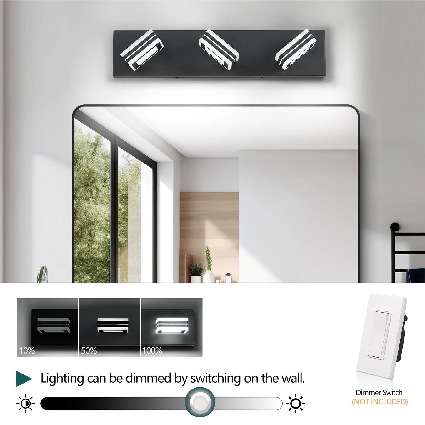 LED Black/Chrome Vanity Lights
