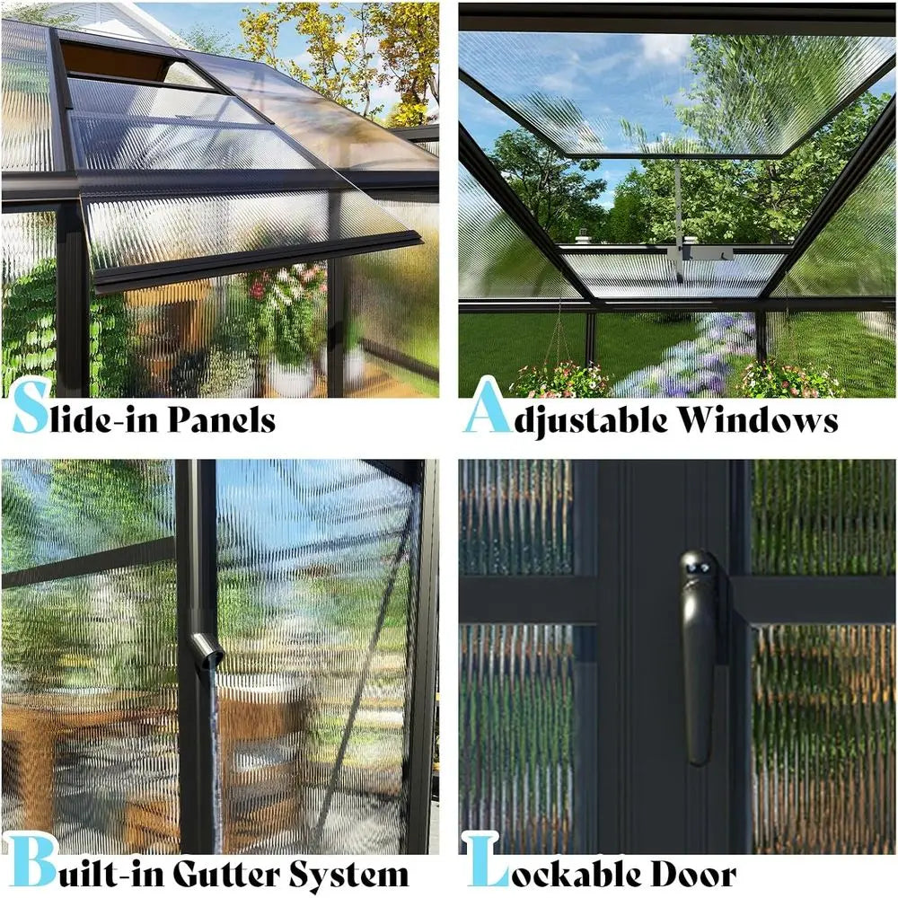 Greenhouse with 7ft Height, 4 Vent Windows, and Lockable Door