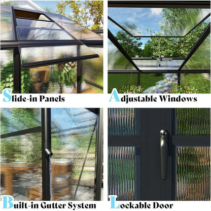 Greenhouse with 7ft Height, 4 Vent Windows, and Lockable Door