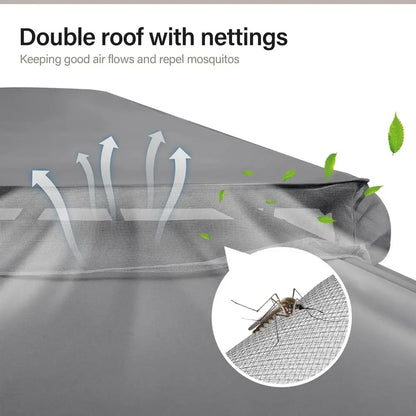 10x13 Shade with Double Roof, Mosquito Netting, Privacy Screen