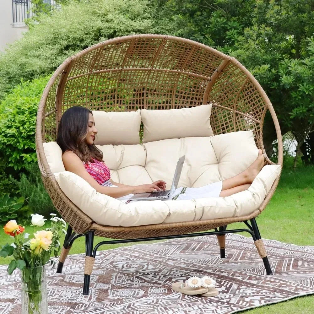 Double Egg Chair, Thick Cushions, 680 lbs