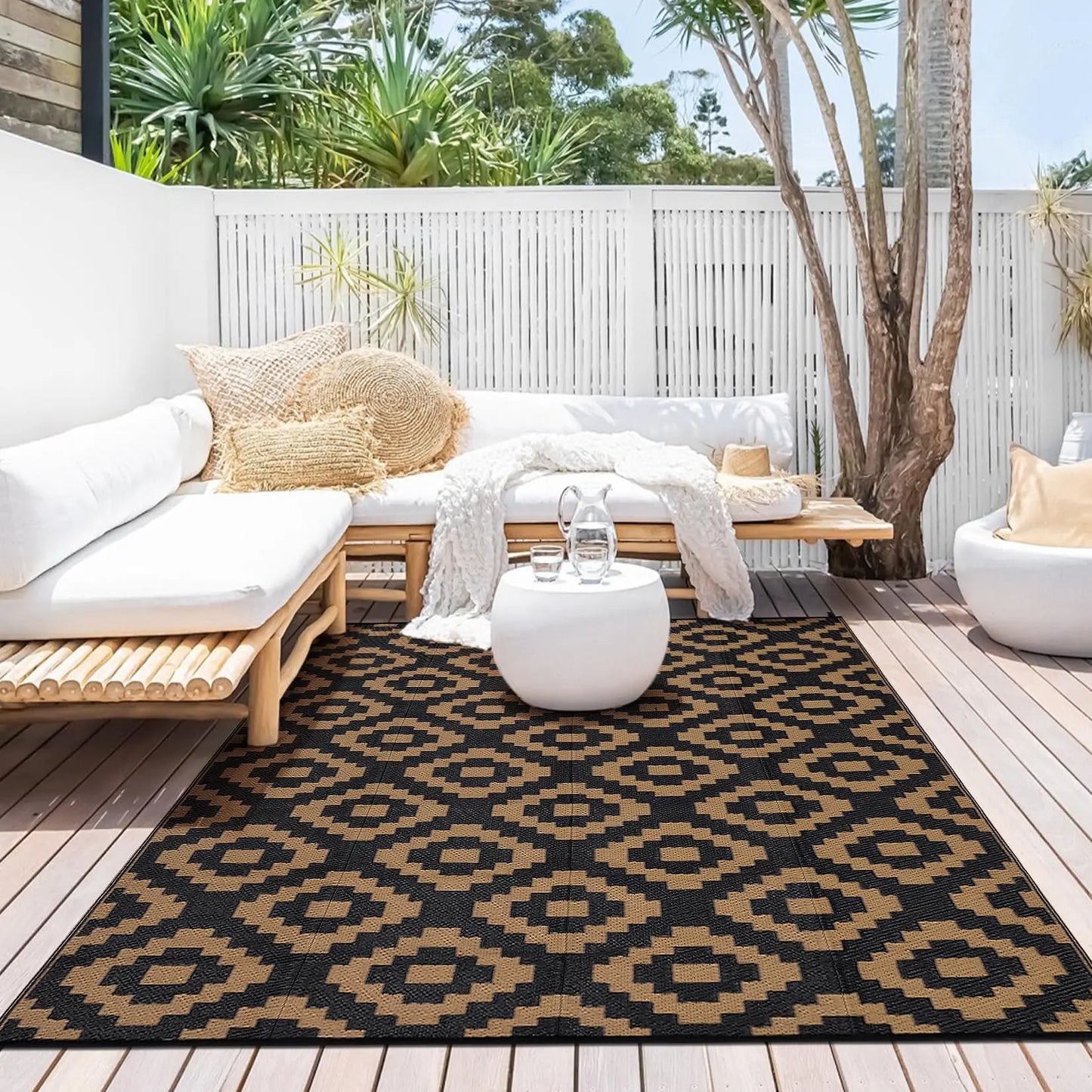Outdoor Rug Plastic Straw Reversible  Rug