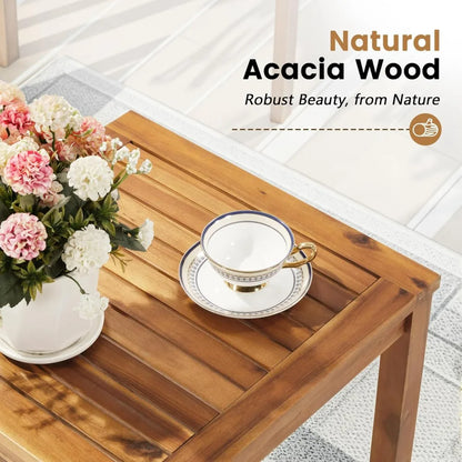Patio Chairs 3 or 4 Piece Acacia Wood Patio Furniture with Coffee Table & Cushions