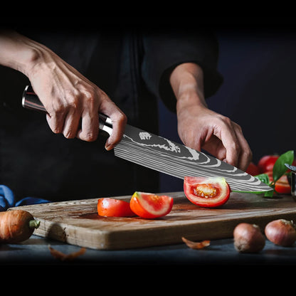 3 Piece Damascus Pattern Knife Set