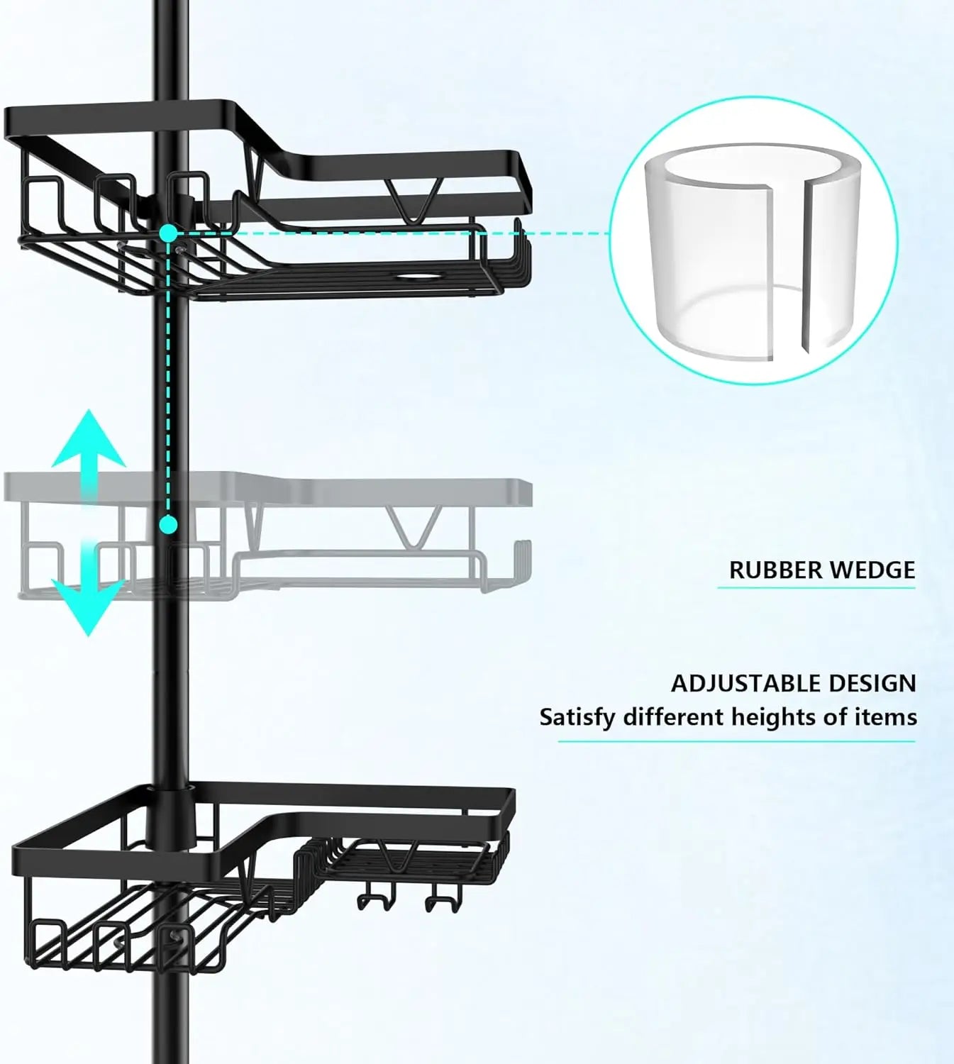 4-Tier Stainless Steel Adjustable Shower Caddy