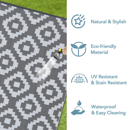 Outdoor Rug Plastic Straw Reversible  Rug