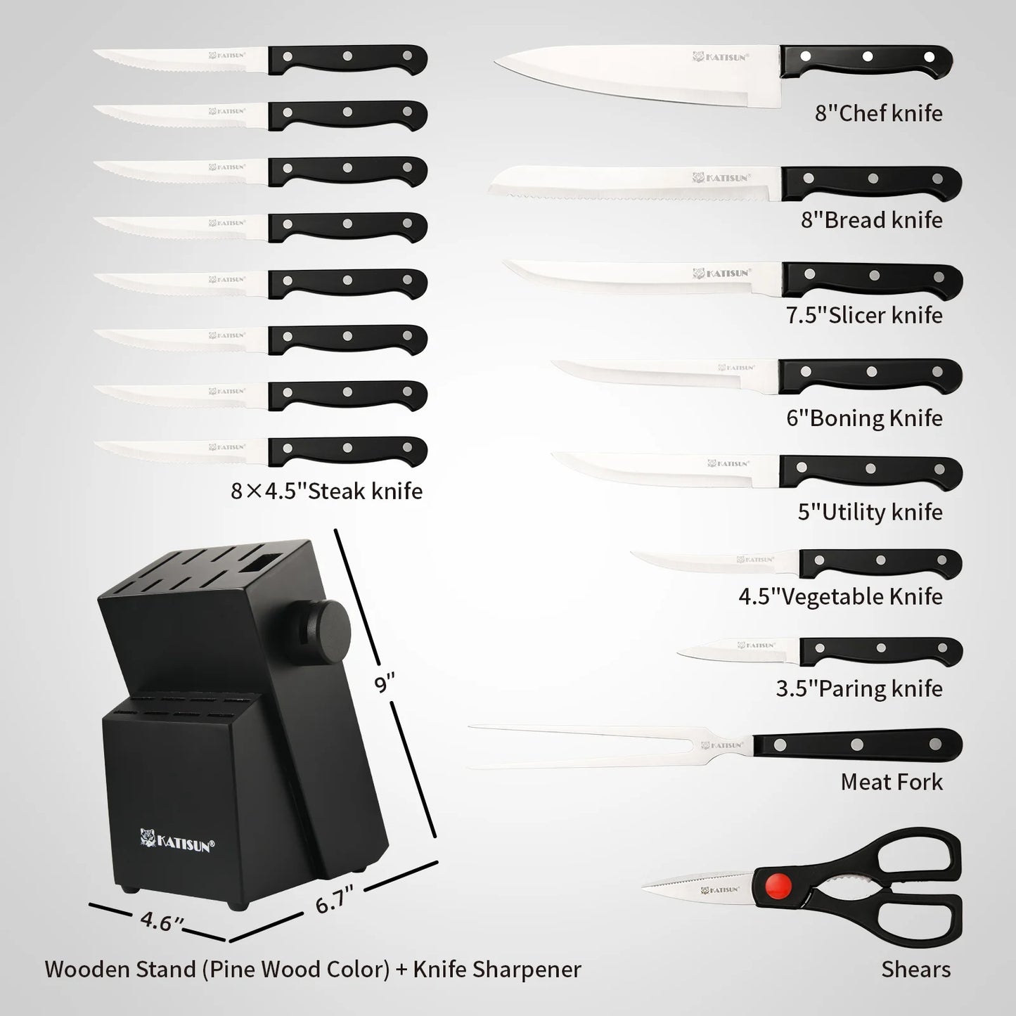 Carbon Steel Knife Block Set