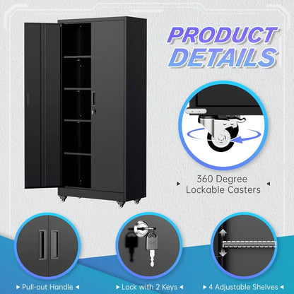 Metal Storage Cabinet with Wheels