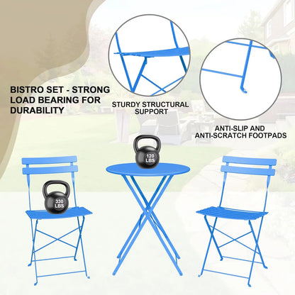 Foldable Bistro Set, Table and 2 Chairs
